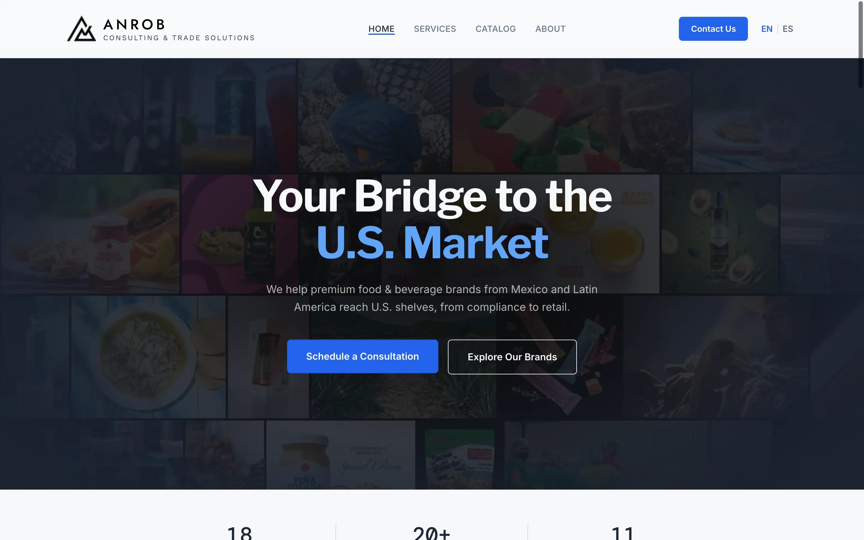 Screenshot of Anrob Trade Solutions website